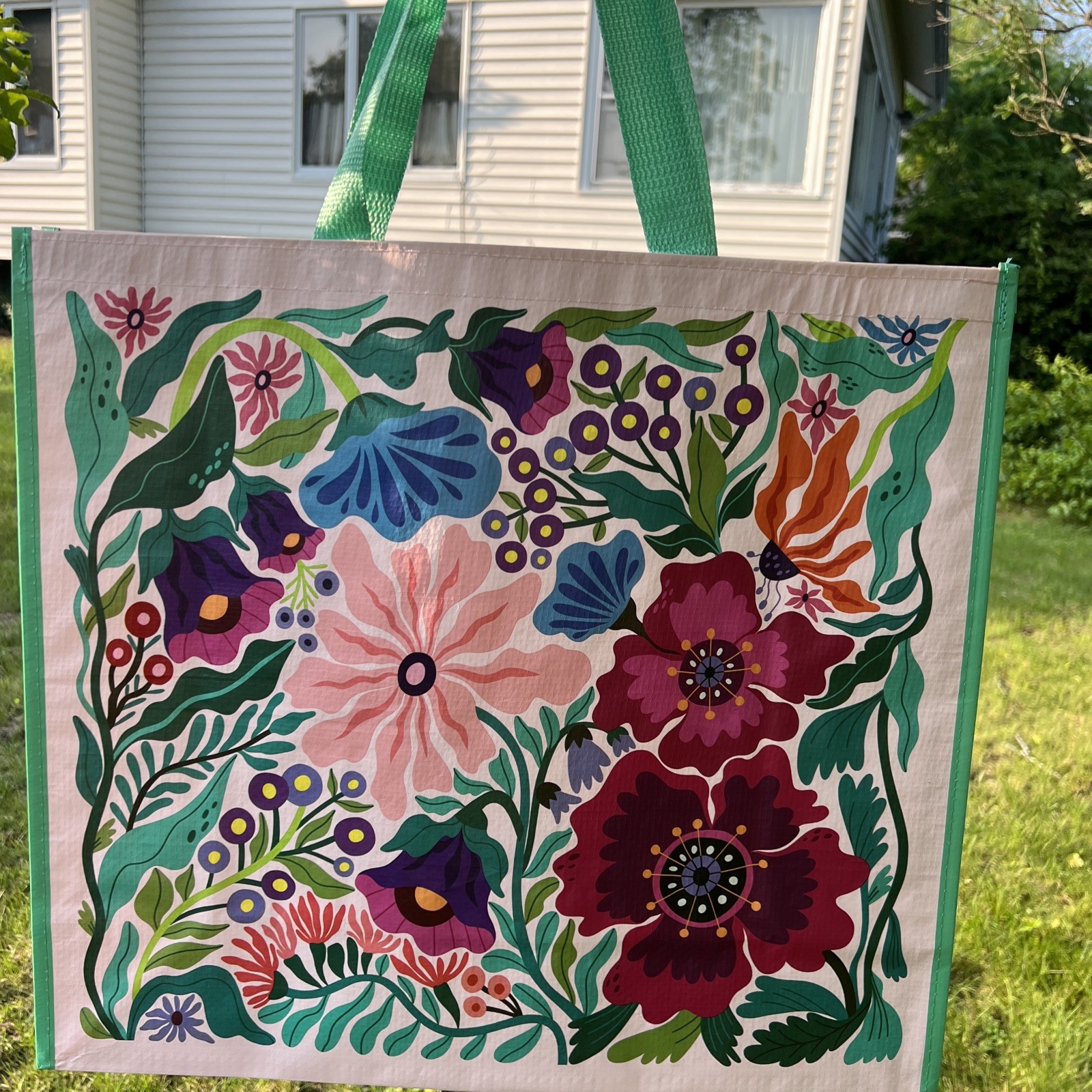 REUSABLE SHOPPING TRAVEL TOTE BAG FLORAL🦋 ECO FRIENDLY TJX NEW