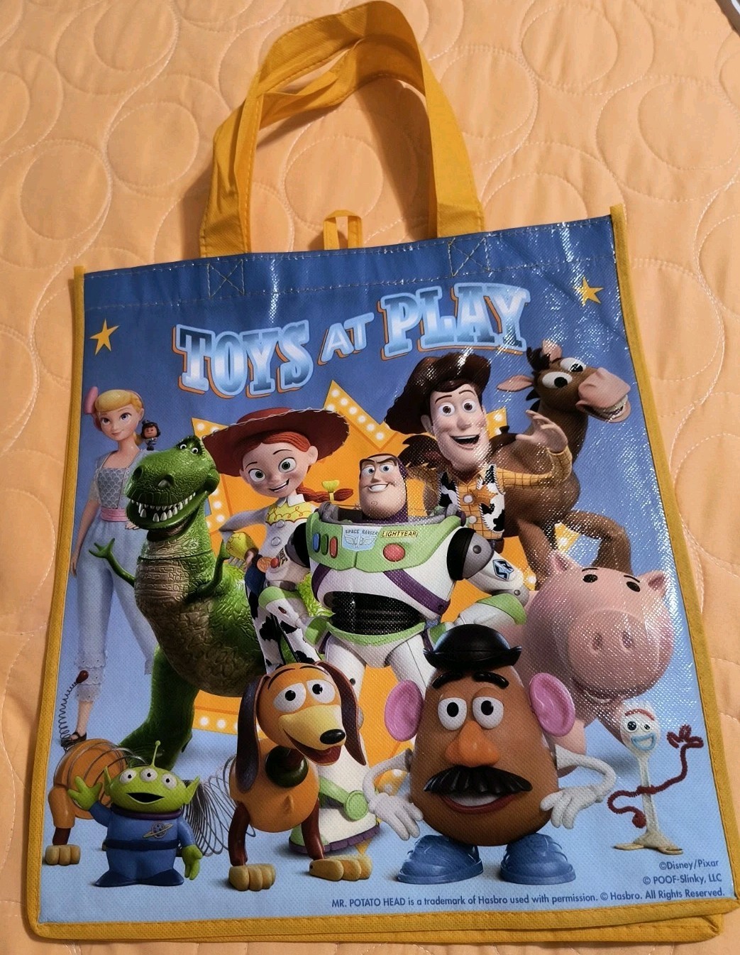 Disney Toy Story Yellow Shopping/Gift Tote Bag with Handles NWOT Free Shipping!