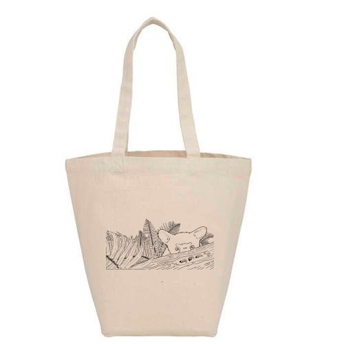 NEW Herringbone 7oz Cotton Canvas Grocery Tote – Baby Bear with Grubs Orig Art