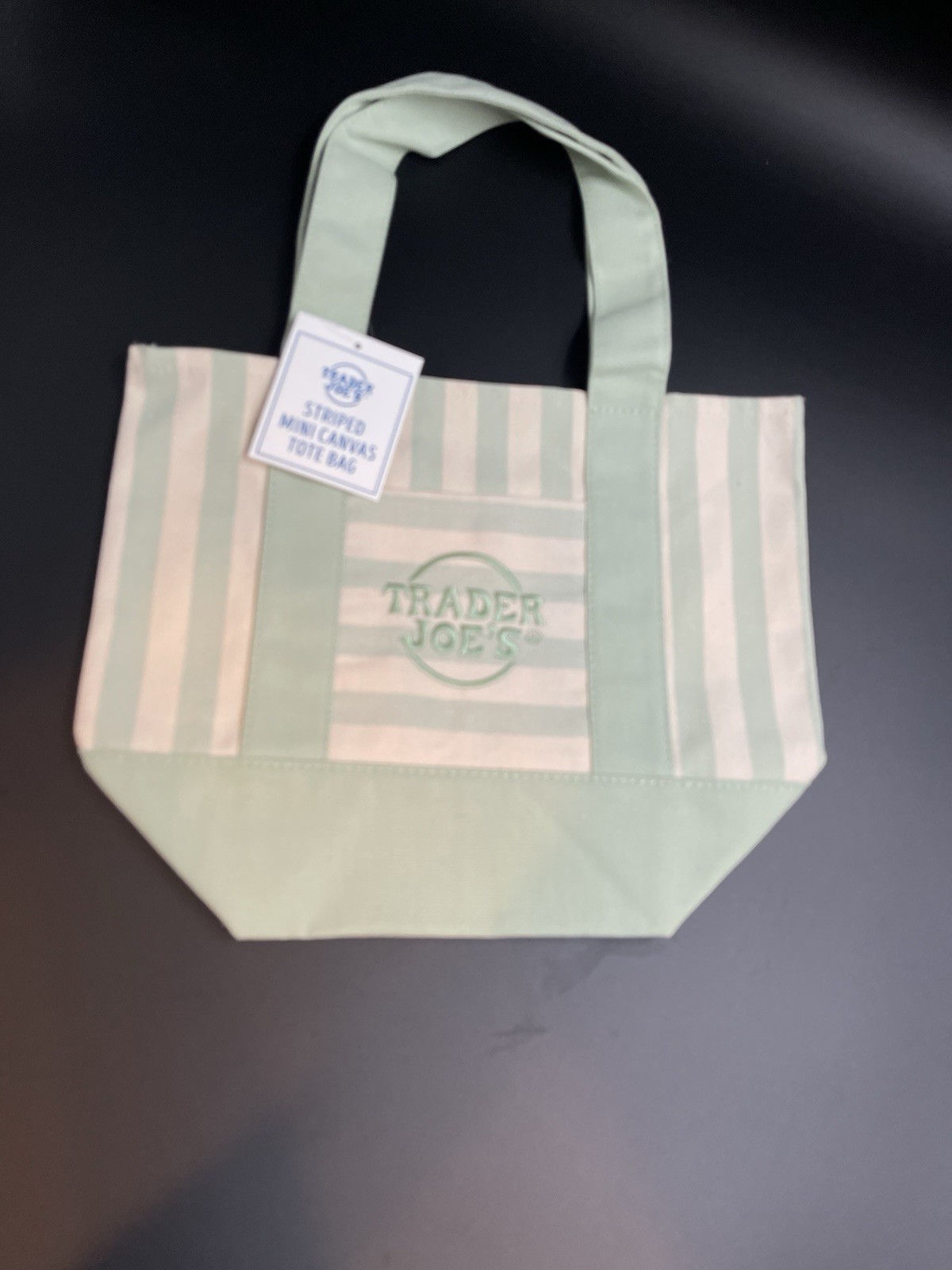 Trader Joe’s Mini Canvas Tote Bag Striped Multicolor 13x10x11 New