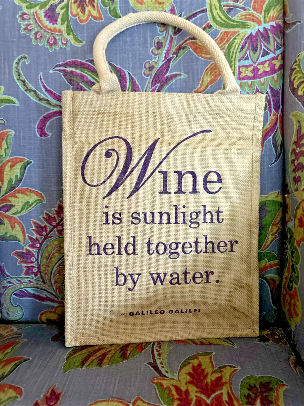 PCC Natural Markets GALILEO GALILEI Burlap Jute Wine Tote Shopping Bag