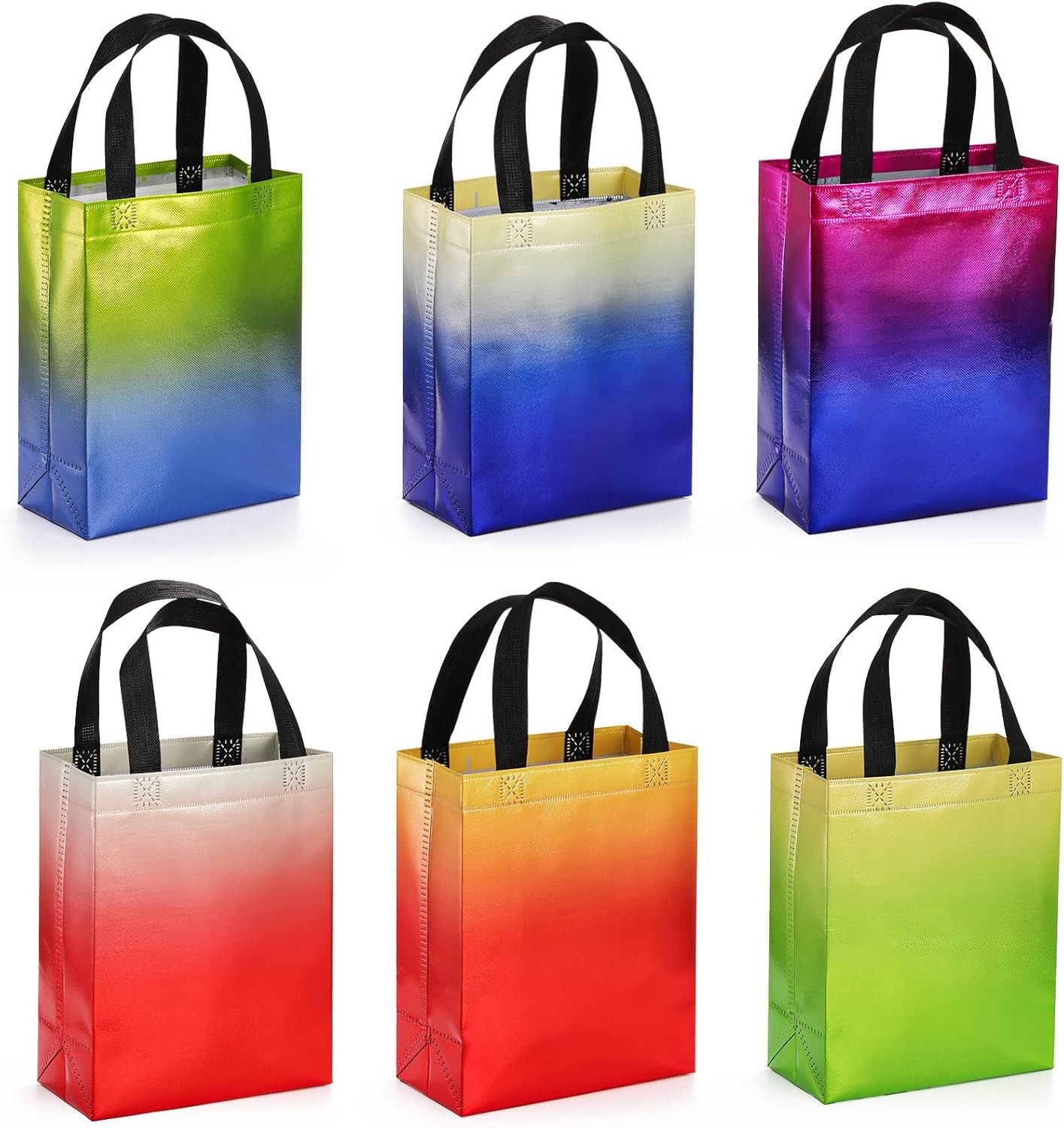 60 Pack 10 x 8 Inch Glossy Reusable Grocery Bags Non Woven Tote Shopping Bag W/