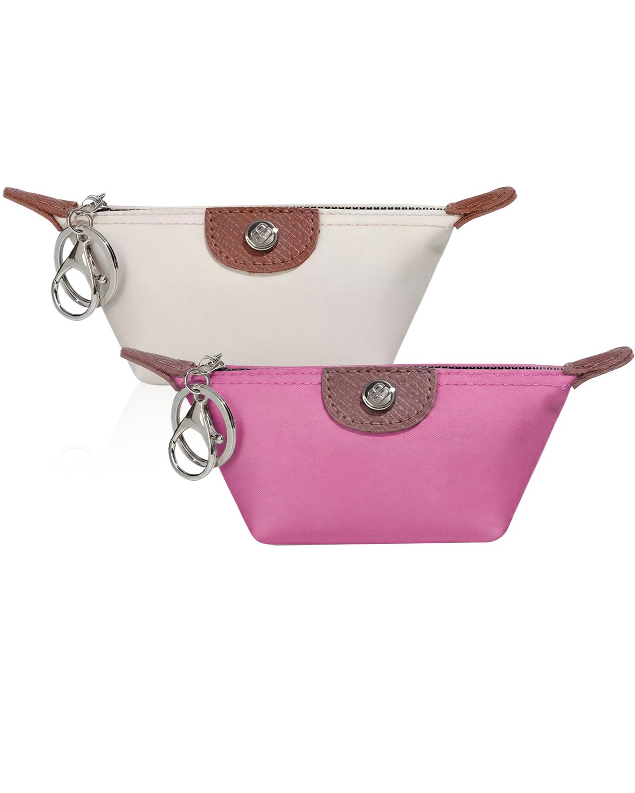 2 pcs Mini Make up Backpack Keychain for Women Girl Small White+Rose Red