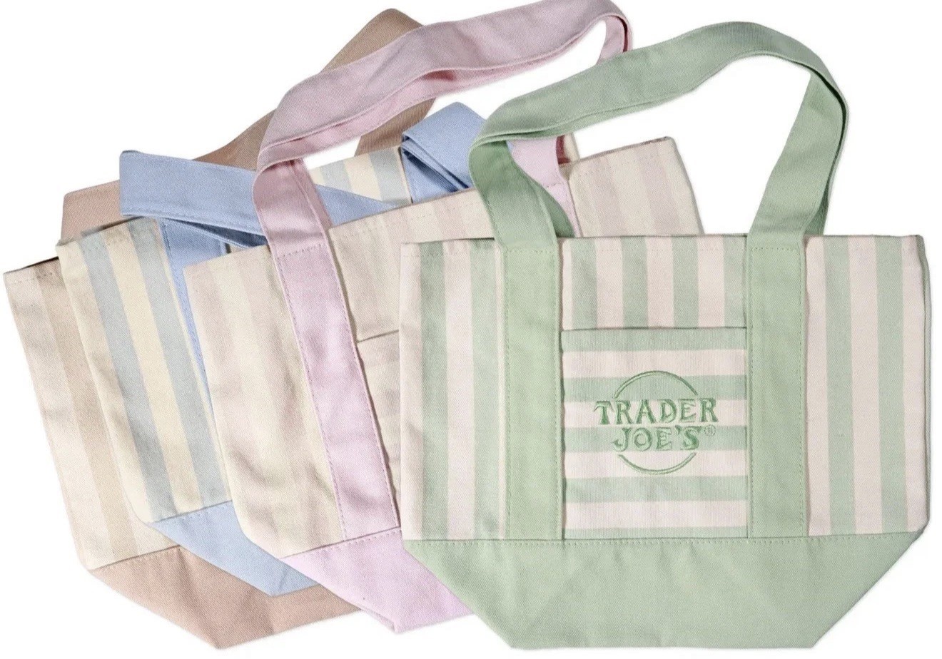 Trader Joe’s Mini Striped Canvas Tote Bag Set Of 4 (SHIPS TODAY) FAST FREE SHIP