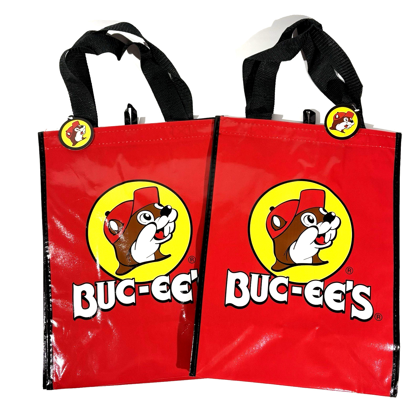 Buc-ee’s❤️ Two reusable shopping Bags 16in x 12in NEW w/Free Bucees Sticker Tag
