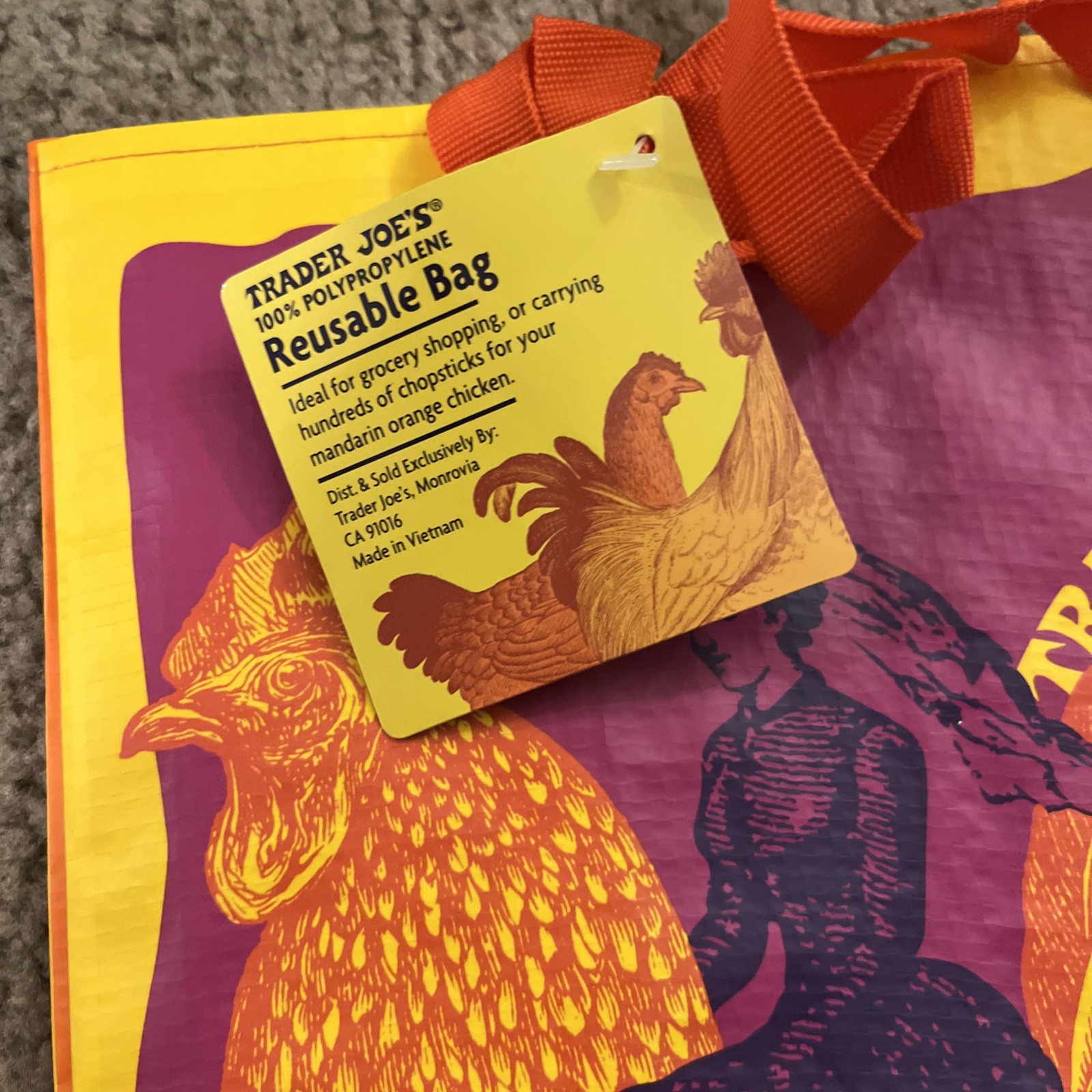 Rare Orange Chicken Trader Joe’s Reusable Shopping Bag Limited Edition.