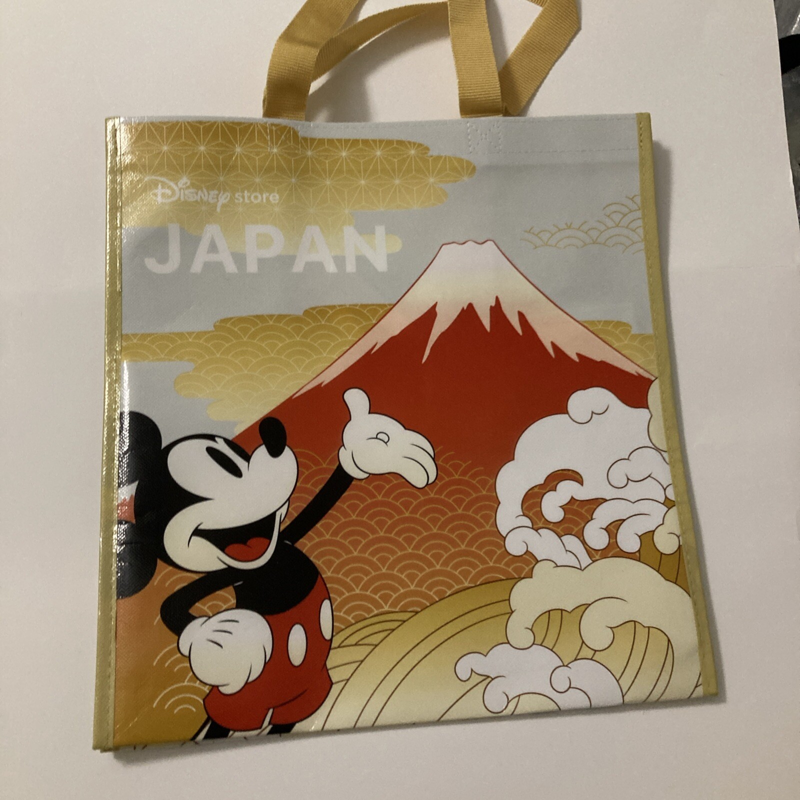 Disney Store Tokyo Japan Mickey Mouse Mt Fuji Tote Bag Ocean Waves Shopper New