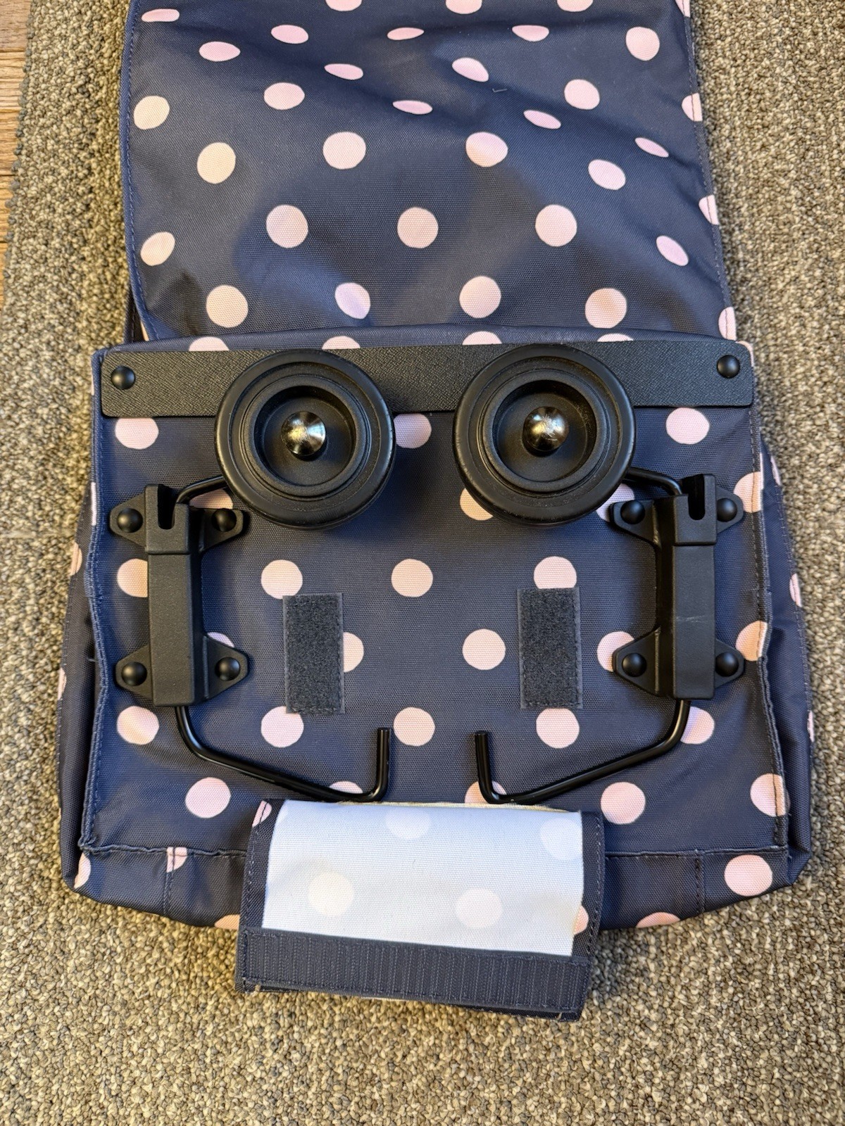 EUC OG Foldable Cath Kidston Navy w/Pink Dots Shopping Trolley Bag with Wheels
