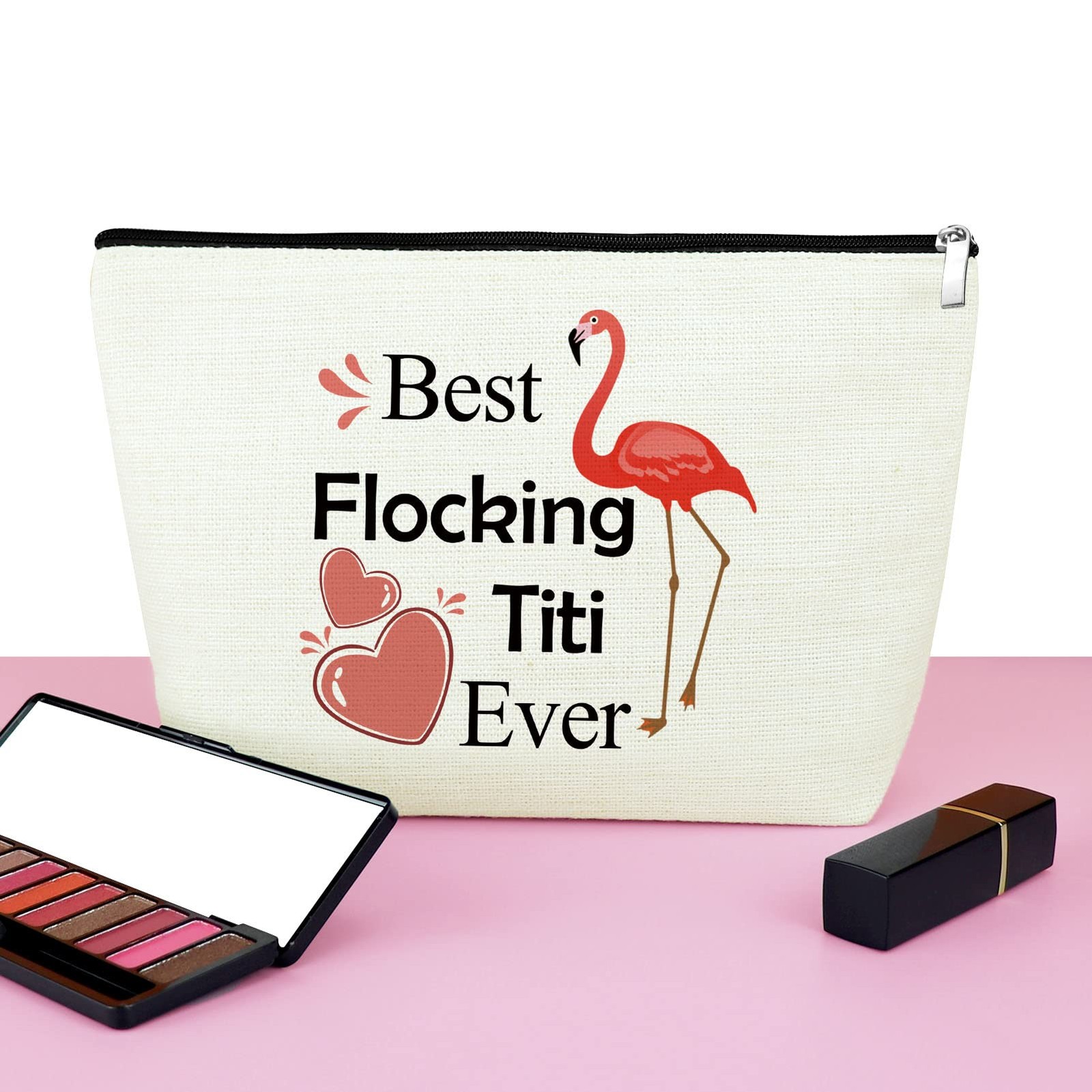 Mxrymvu Aunt Auntie Gifts Makeup Bag Funny Titi Best Flocking Ever