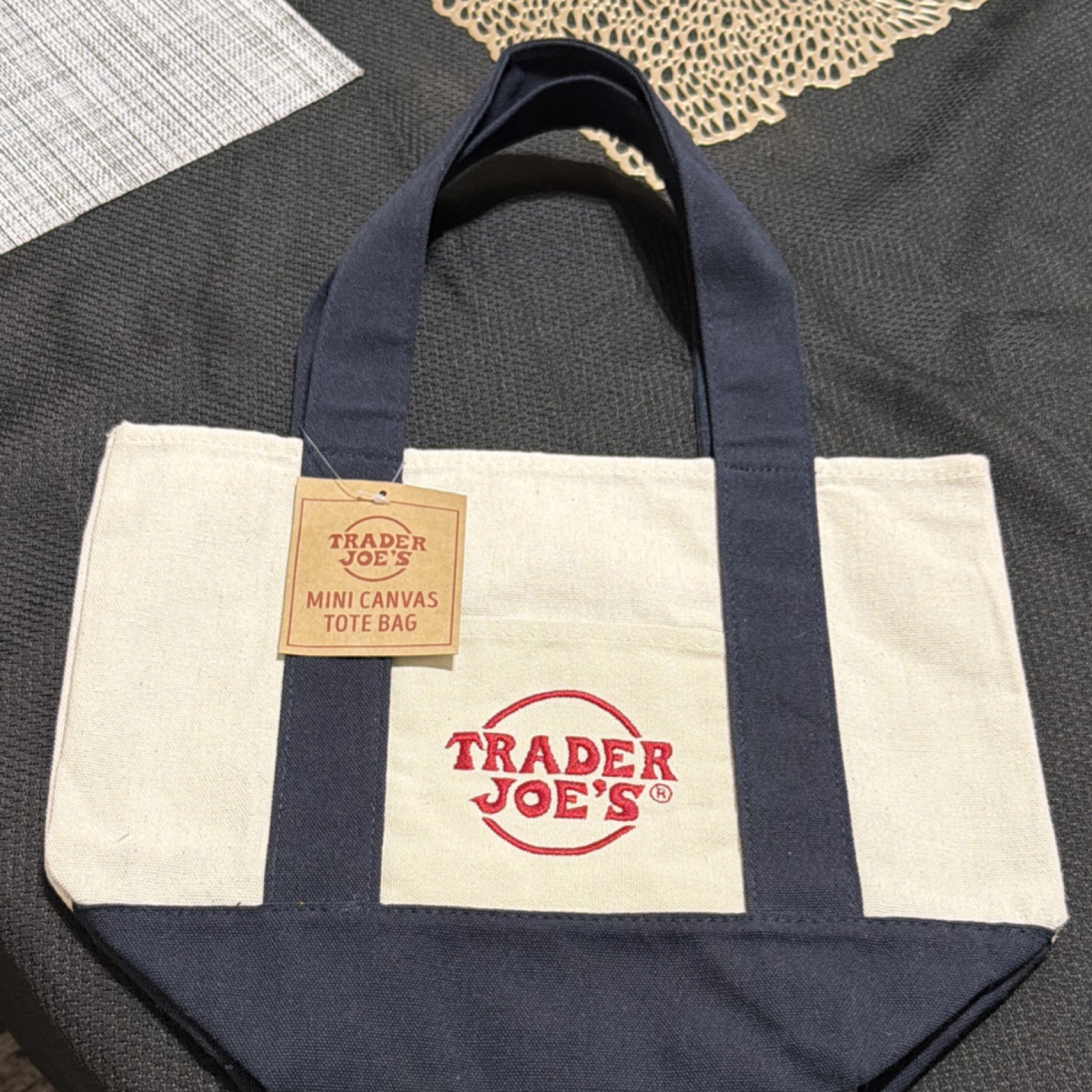 Trader Joe’s Limited Holiday Canvas Reusable Tote Bag Multicolor Solid Plain 4pc