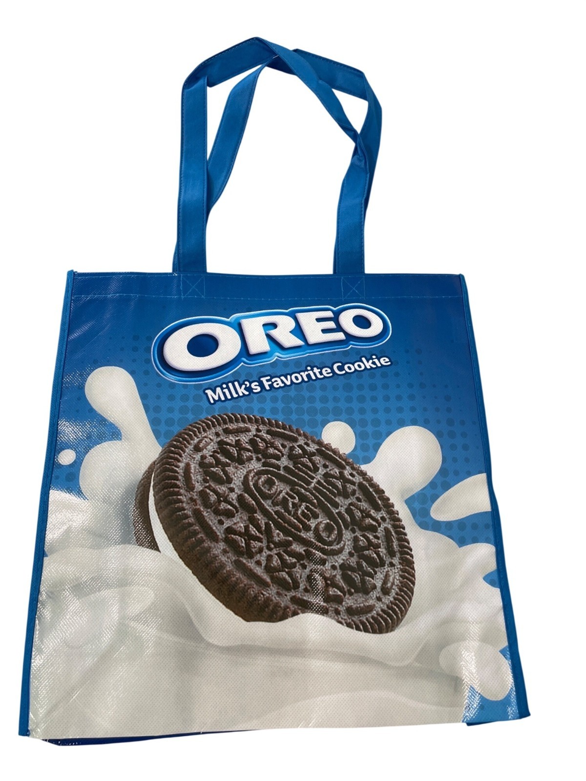 OREO Reusable Shopping Tote Bag Blue Cookies Milks Favorite Durable Eco Friendly