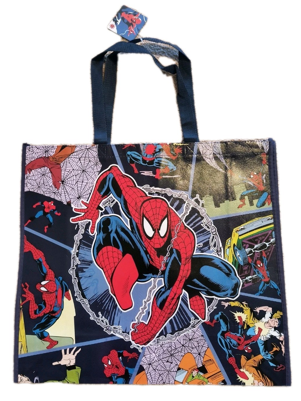 Marvel Spiderman X-Large Blue Reusable Shopping Gift Bag with Handle🆕Free Ship!