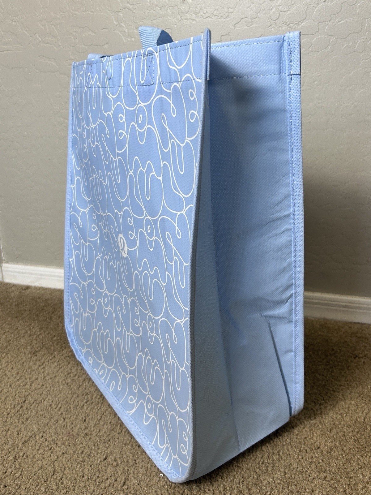 Qty of 2 Lululemon Reusable Tote Shopping Bag – Blue – Large 14×16.5×6.6in
