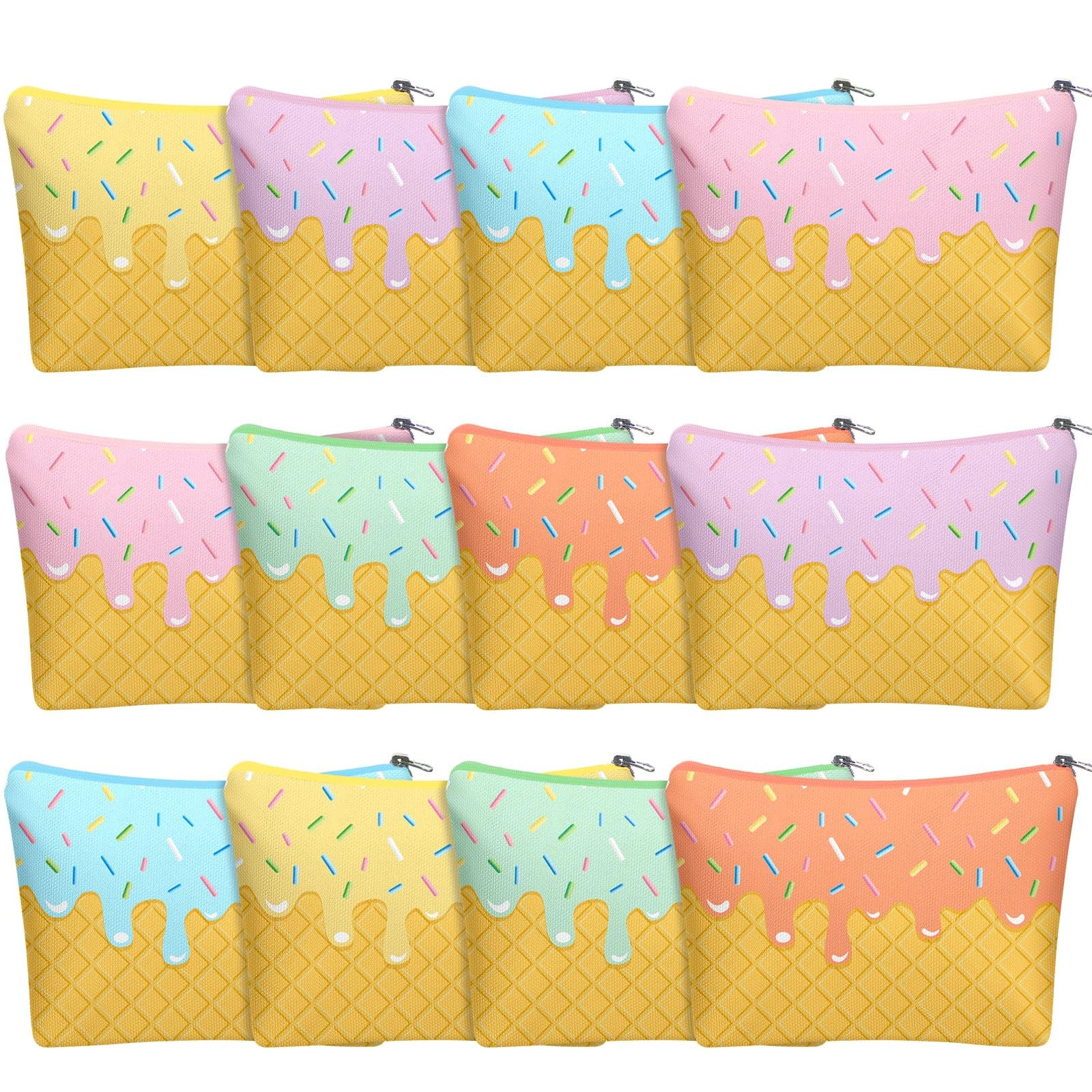 SilTriangle 12 Pcs Ice Cream Drip Makeup Bags for Women Gifts multicolor