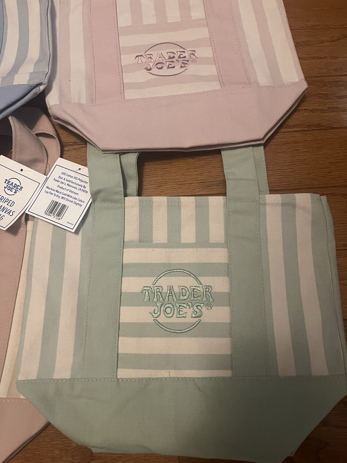 Trader Joe Limited 2026 Spring Striped Mini Tote Bag Lot of All Four Color