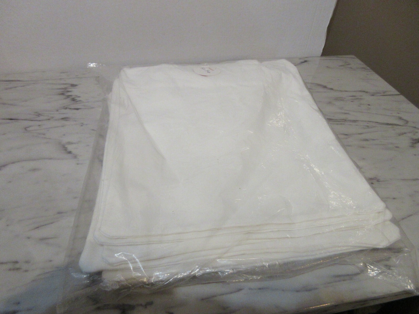 6 Solid white cotton canvas flat tote bags 14.5″ x 13.5″ w/ carry strap handles