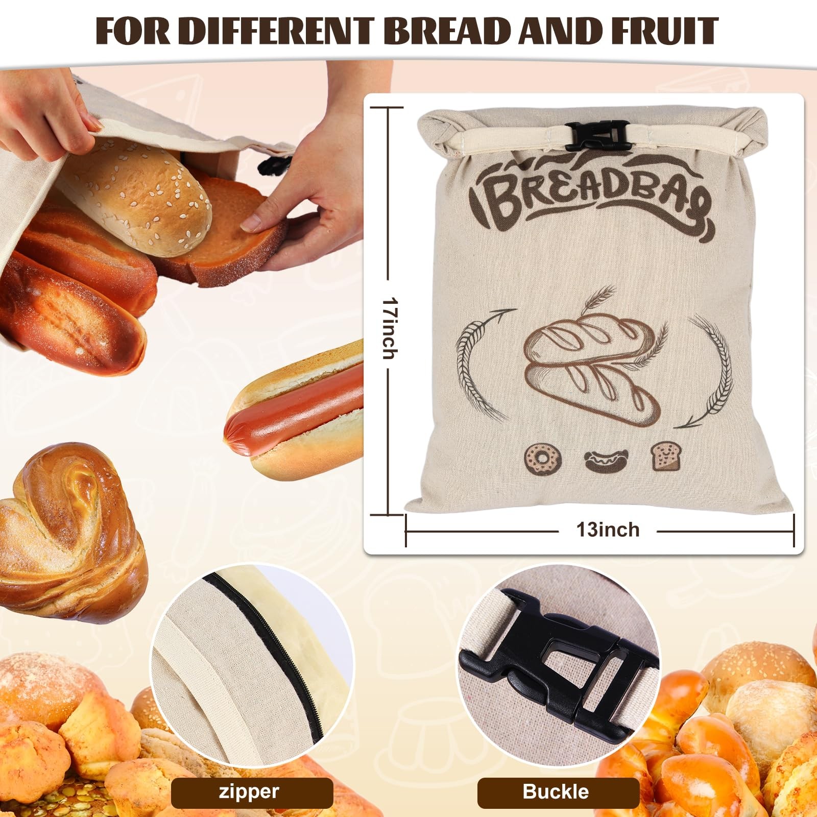 SZSZDQMY Beeswax Bread Bags for Sourdough – Large Size LIGHT BEIGE