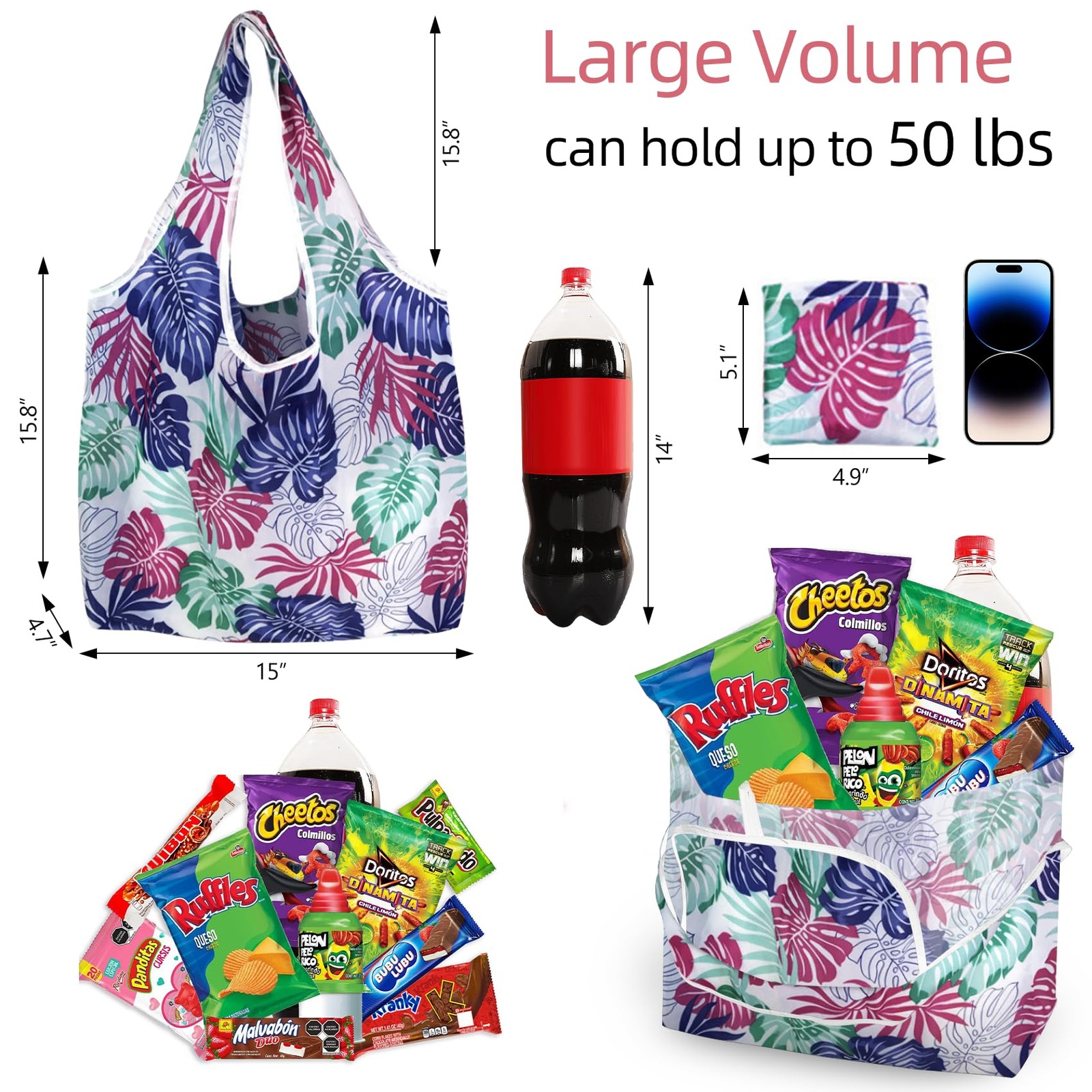 6 Pack Reusable Grocery Bags Heavy Duty with Handles, Reusable Shopping Bags …