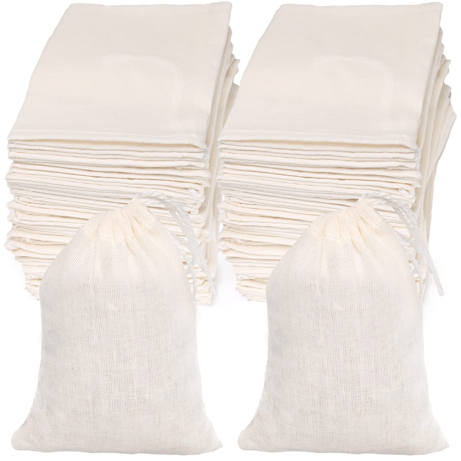 Limko Cotton Bags Muslin Sachet Bag 3×4 Inch (50 Pack), 50 Pack