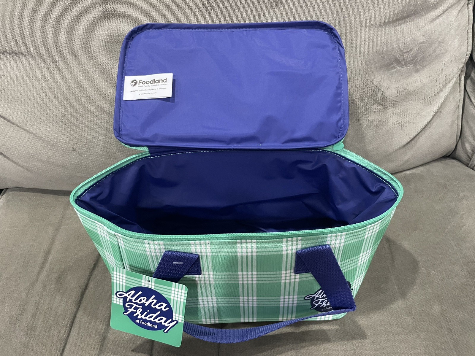 FOODLAND INSULATED LUNCH BAG TOTE REUSABLE GREEN PALAKA NEW HAWAII EXCLUSIVE