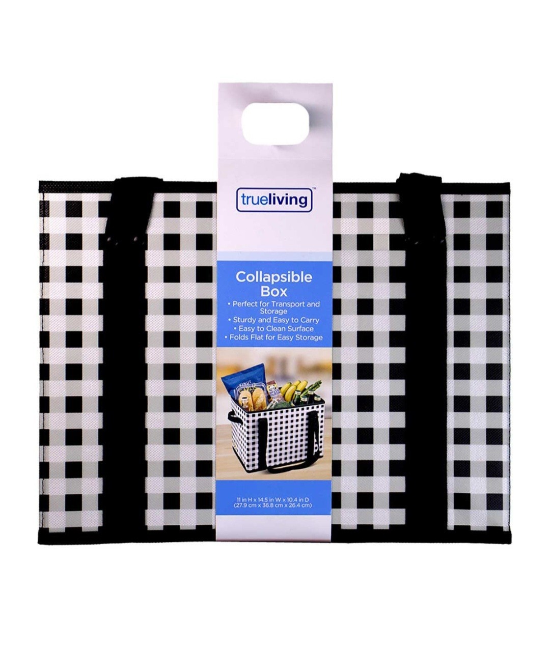 True Living Collapsible Box Tote Reusable Folds Flat NEW