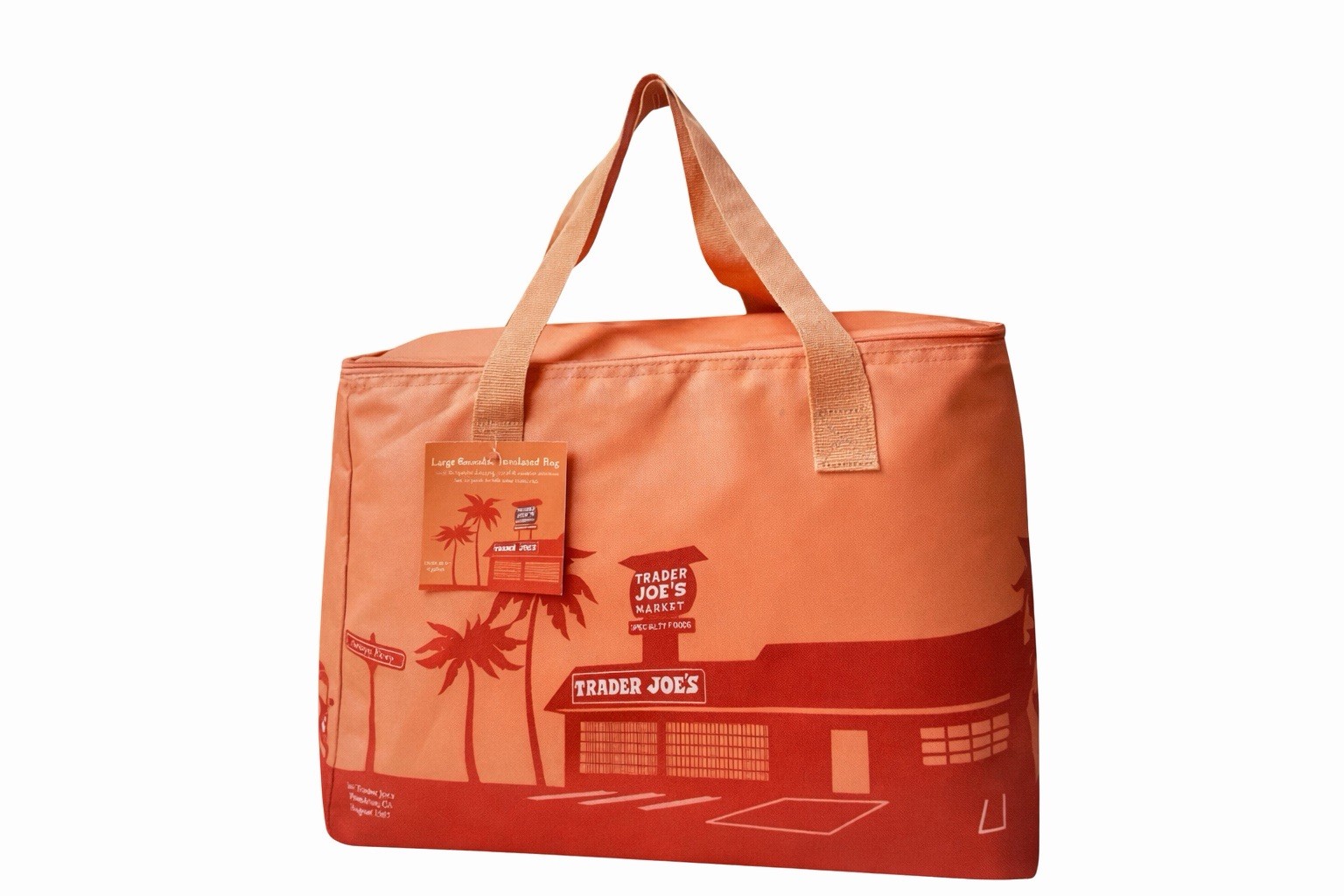 Trader Joe’s Large Insulated Reusable 🍑 PEACH 🍑 Cooler Bag BRAND NEW w/TAGS