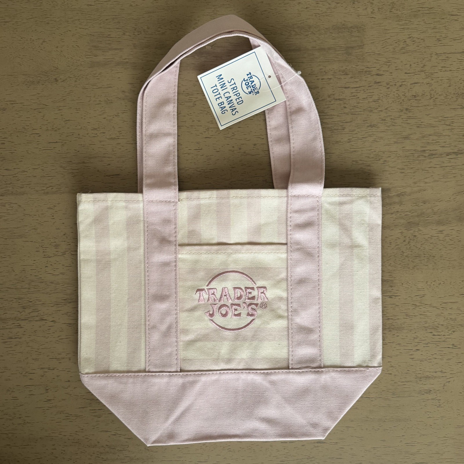 NEW Trader Joe’s Mini Pastel Stripe Canvas Tote Bag Limited Edition Set Of 4