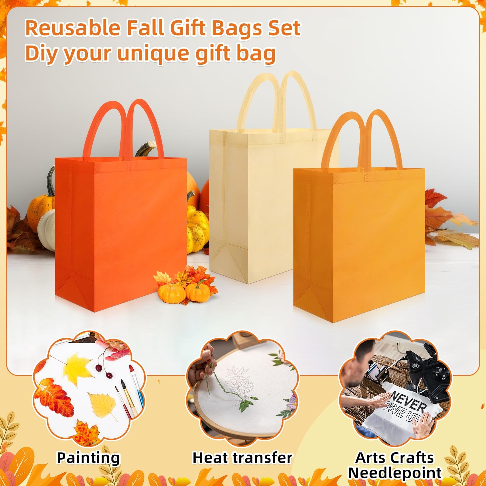 150 Pcs Reusable Totes Bags Bulk 14 x 14 x 6 Inch Large Reusable Non Woven Sh…
