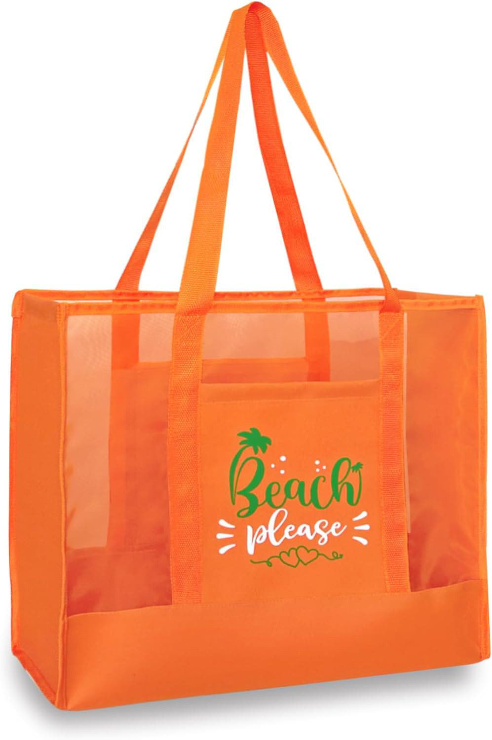 Reusable Large Beach Bags With 2 Pockets & Zipper, Lightweight Beach Tote for Po