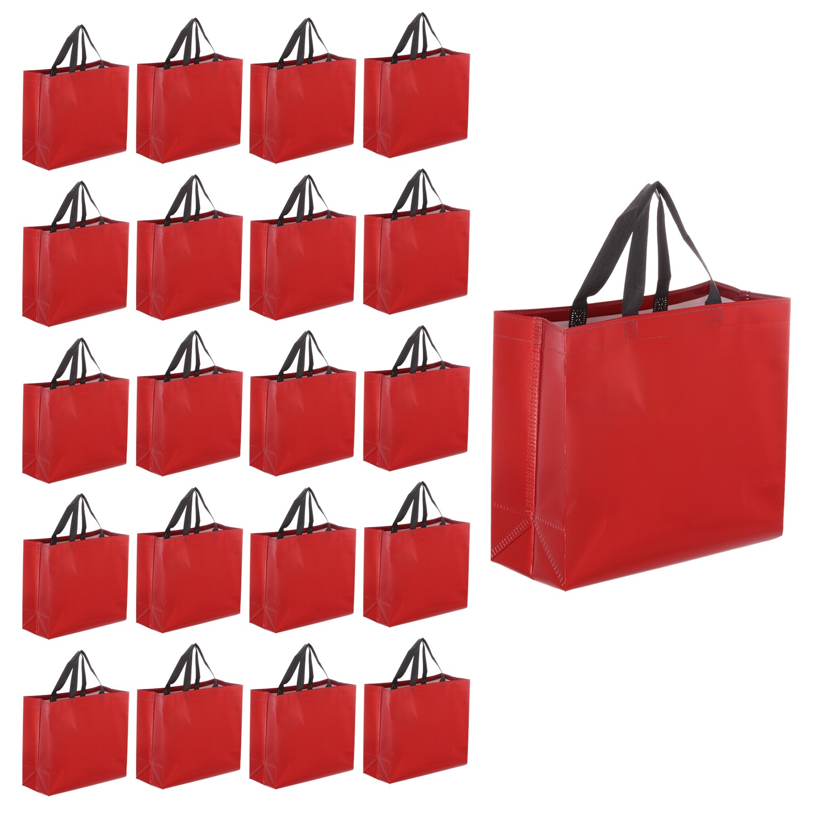 24Pcs Reusable Gift Bags with Handles 10.6 x 13 Inch Red