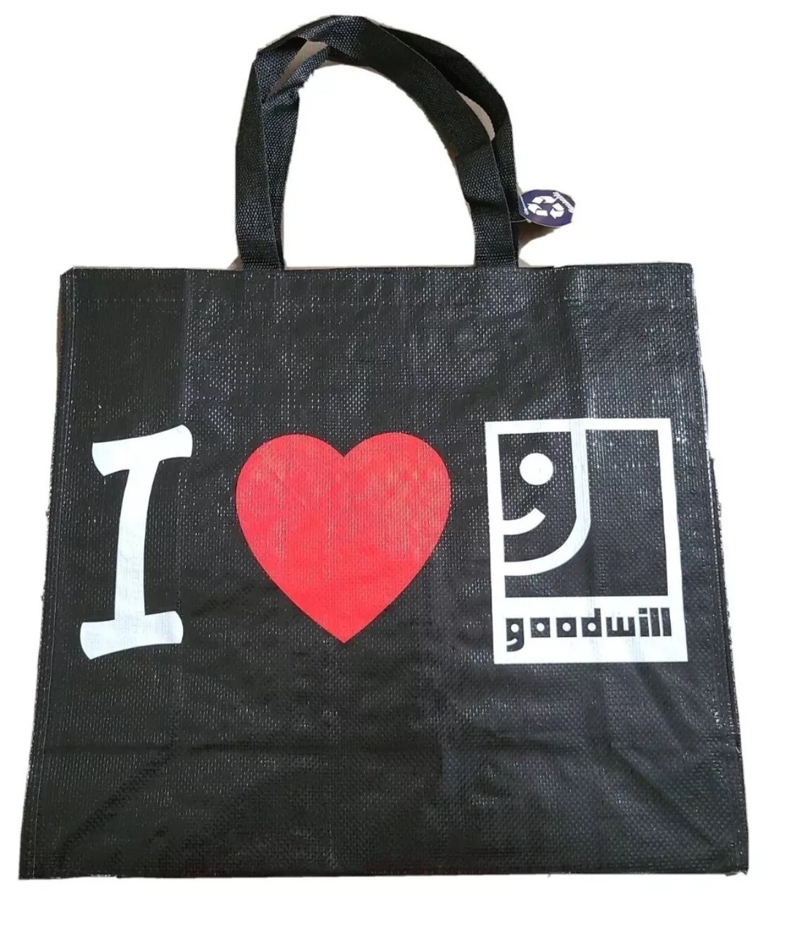I love Goodwill reusable tote bag thrifting reseller grocery bag 19.5×17.5×7.5