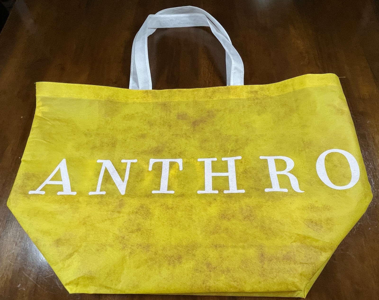 Anthropologie Large 25”x16”x15” Yellow Tote Shoulder Reusable Bag Spellout Beach