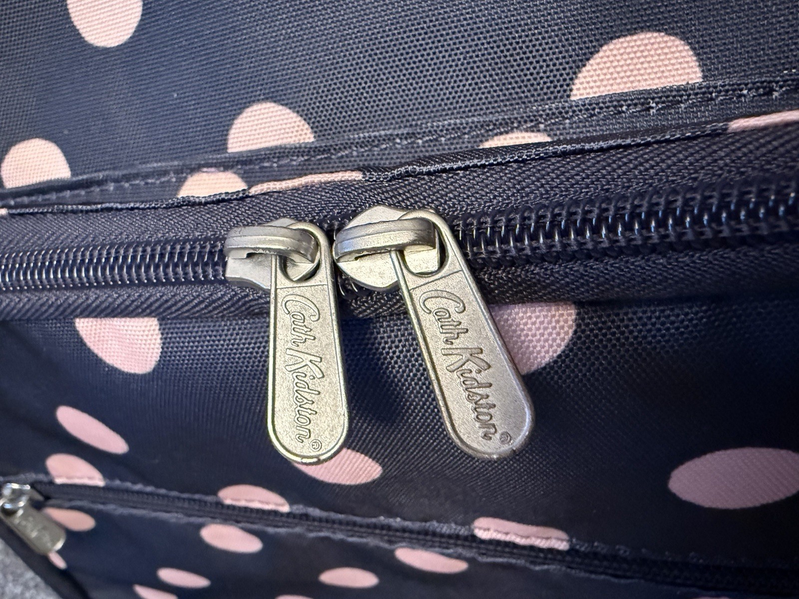 EUC OG Foldable Cath Kidston Navy w/Pink Dots Shopping Trolley Bag with Wheels
