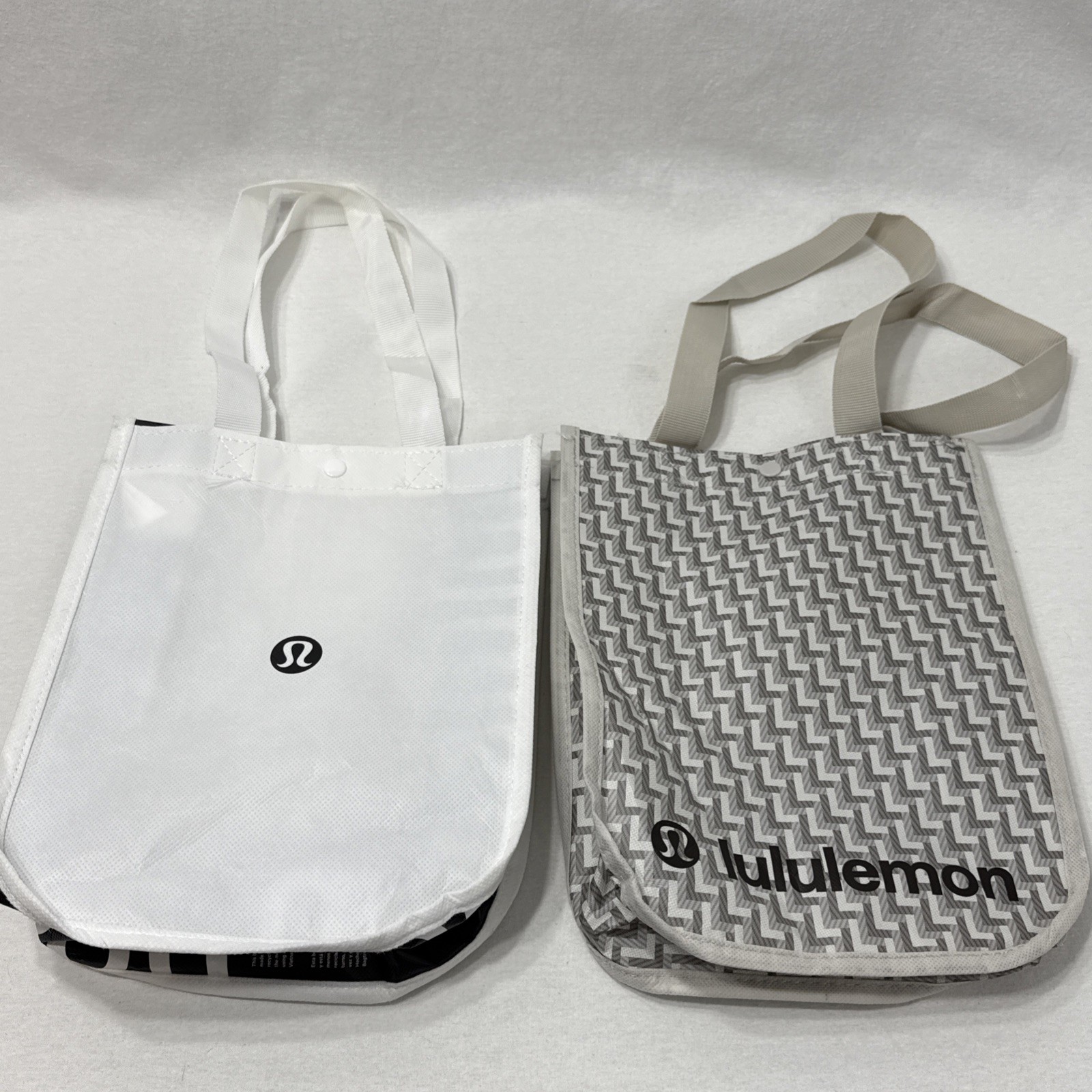 Lot of 2 Lululemon Reusable Tote White-Black | Tan Classic Shopping Bags