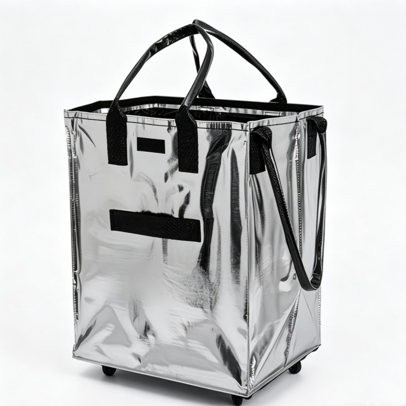 Reusable Grocery Bag on 5 Wheels, Foldable Rolling Tote Carries Up to 110lb