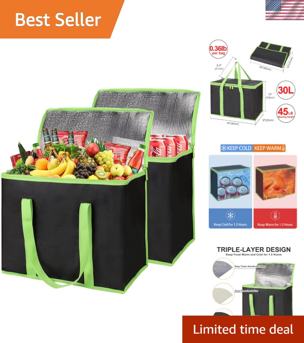 Durable 30L Insulated Tote Cooler Bags – Perfect for Grocery & Food Delivery