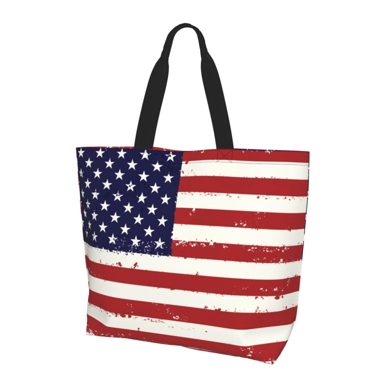 American Flag Tote Bag With Zipper Reusable Large Women 250 Color-02