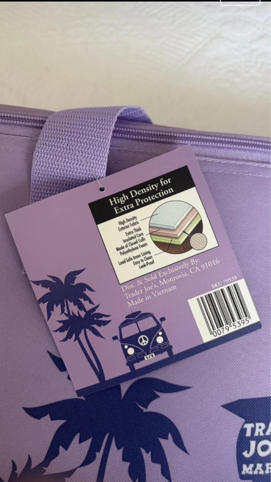 Trader Joe’s Large Reusable Shopping Bag Insulated Zipper 8 Gal Purple