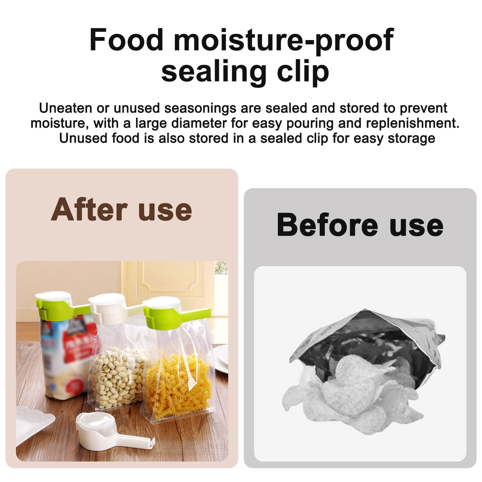 6 Pcs Bag Clip With Pour Spout,Bag Clips 13cm, Multicolor