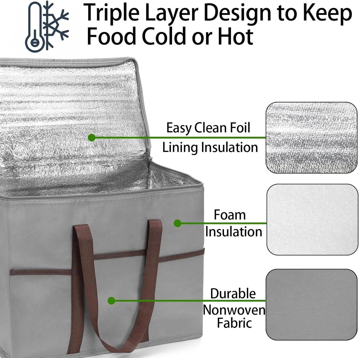 Foraineam 4 Pack Insulated Reusable Grocery Shopping Bags, Foldable Cooler Bag F