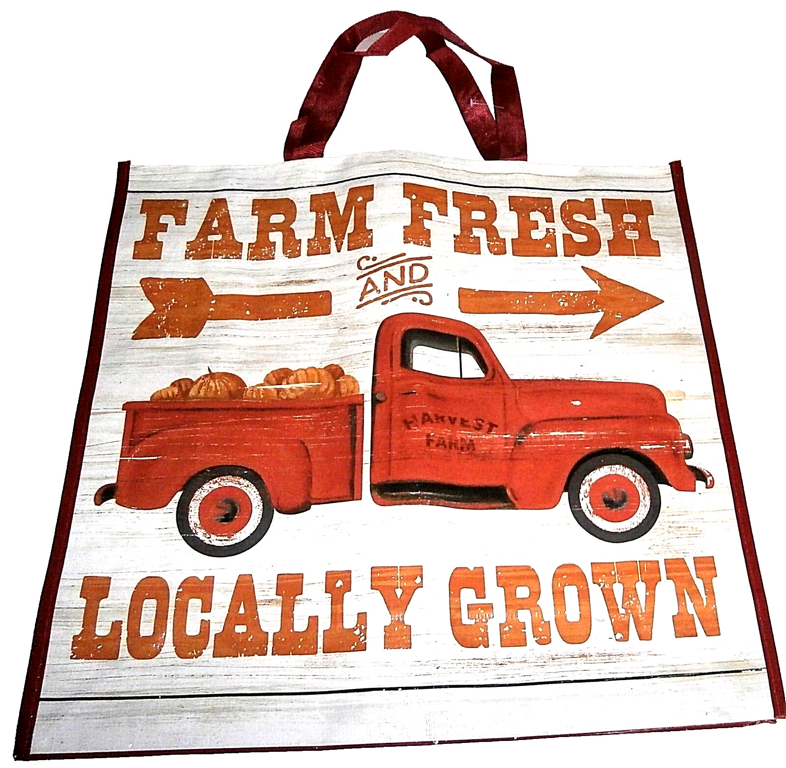 FALL Reusable Tote Bag 19″ X 18″ X 7″ FARM FRESH And LOCALLY GROWN