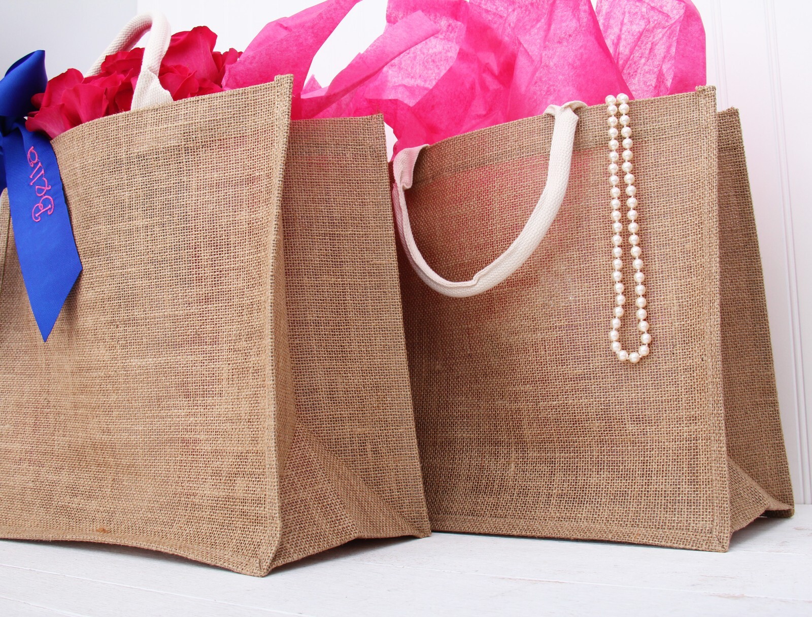 Threadart Jute Tote Bags Fine Burlap Reusable Bridal Shopping Beach – Bulk Packs
