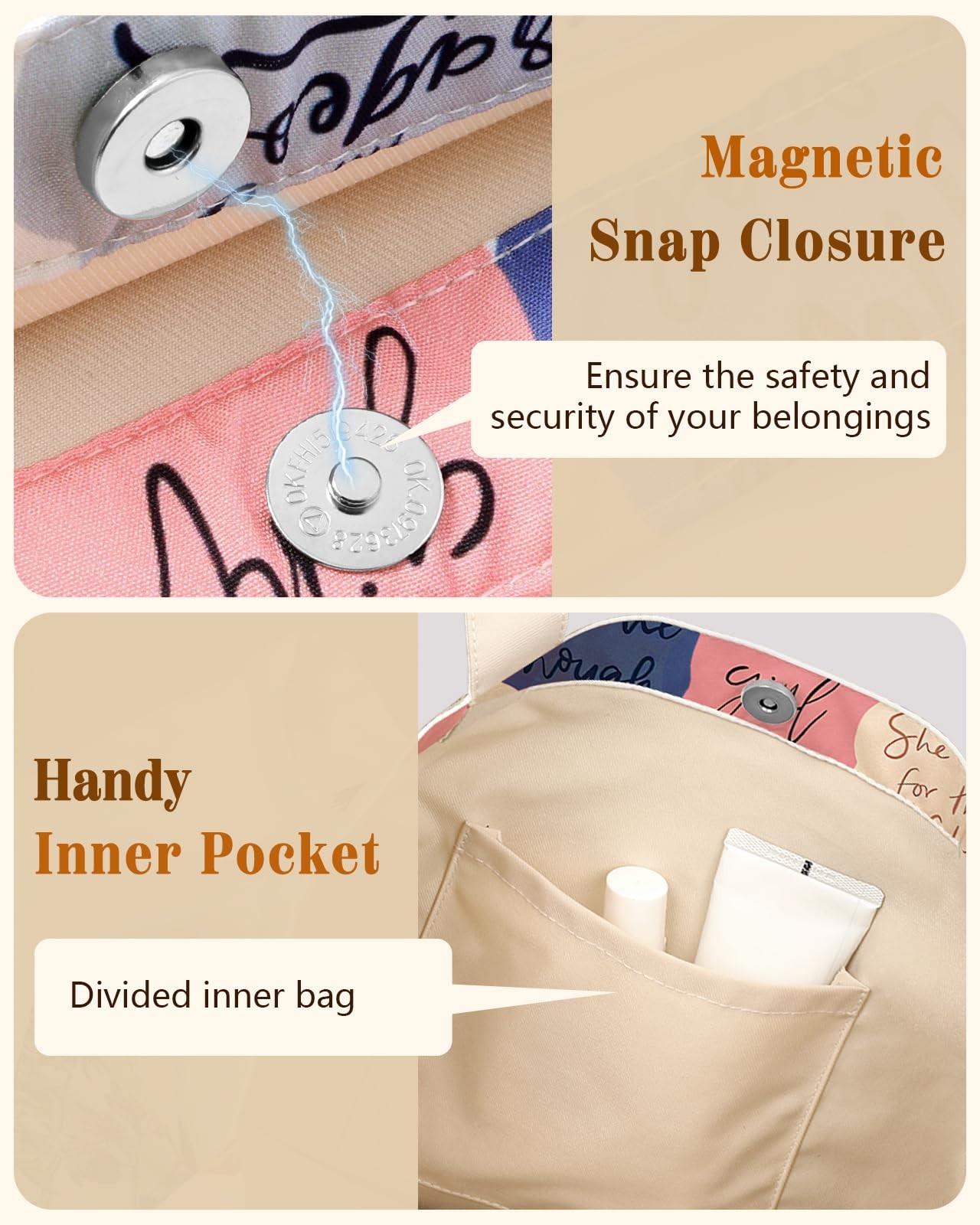 Aesthetic Cotton Tote Bag Women Reusable Shoulder Buckle Fabric Gym Travel