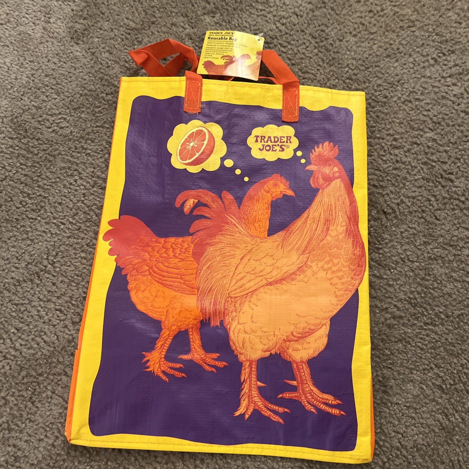 Rare Orange Chicken Trader Joe’s Reusable Shopping Bag Limited Edition.