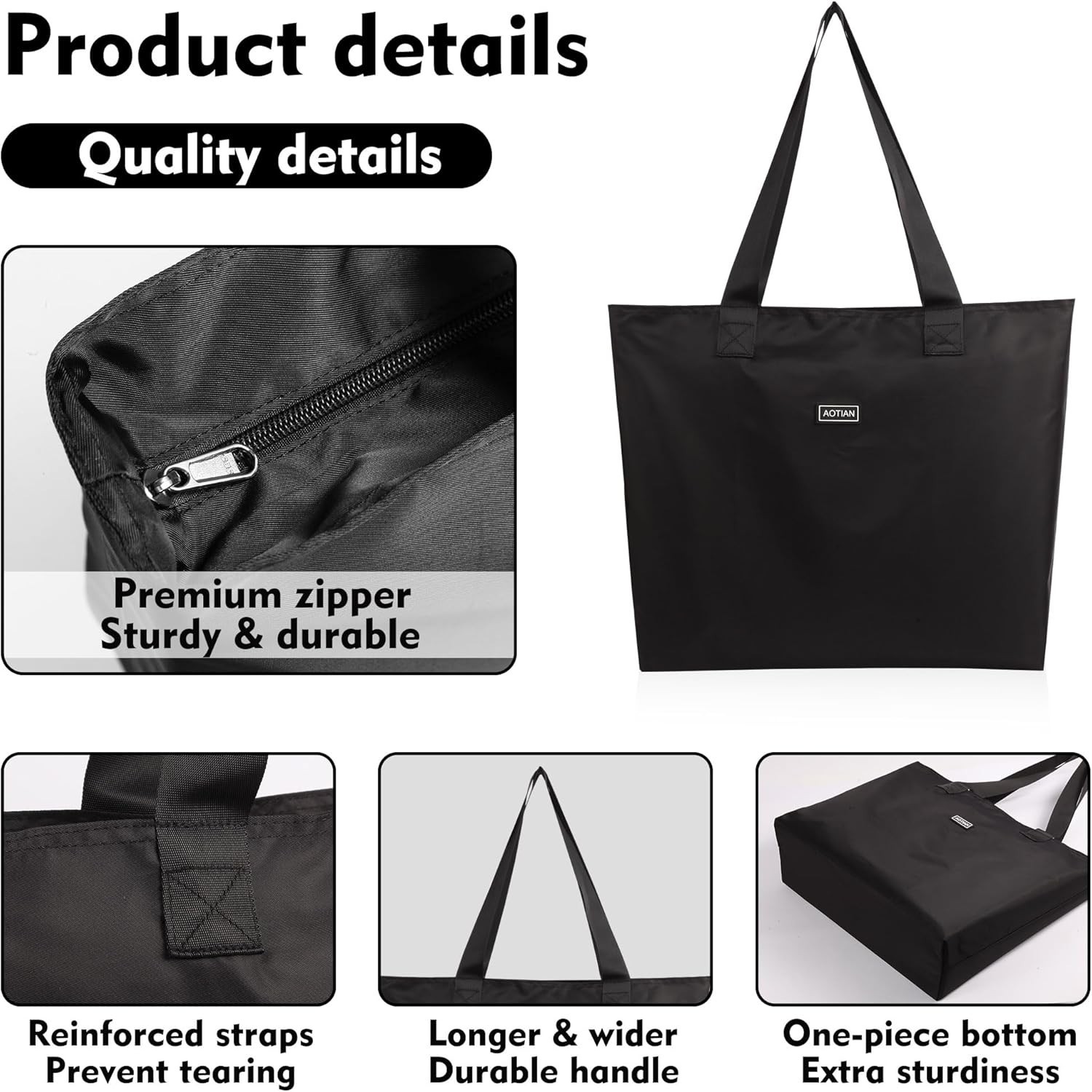 Compact 20 Liter Tote Bag, Tear Proof Polyester, Washable Grocery Shopping Tote