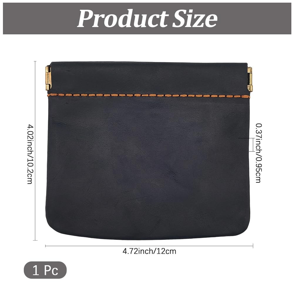 CALFOVERA 4.72 x 4.02 Inch Genuine Leather x x 0.37 inch, black