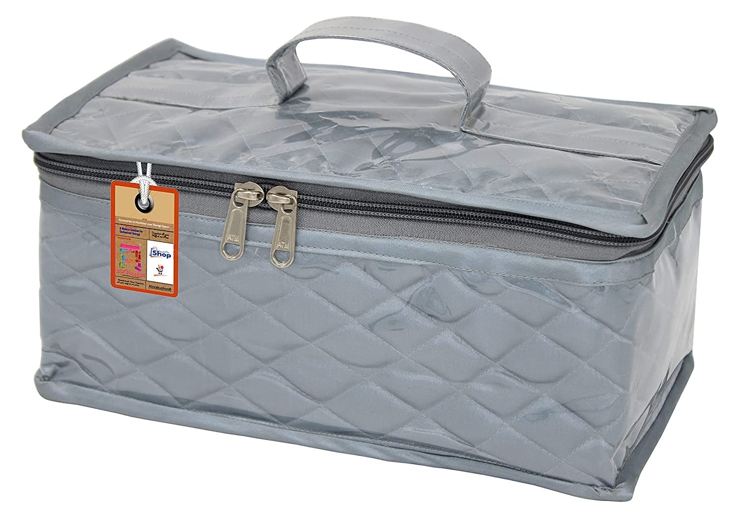atorakushon Satin Makeup Jewellery Kit Organizer Locker Box Standard, Grey