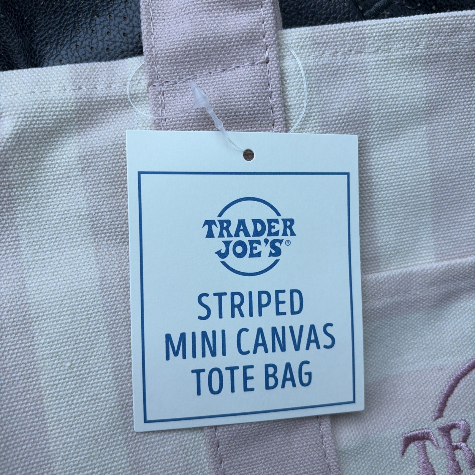 TRADER JOE’S MINI PASTEL STRIPE CANVAS TOTE BAGS SET Of 4 PINK BLUE GREEN BEIGE