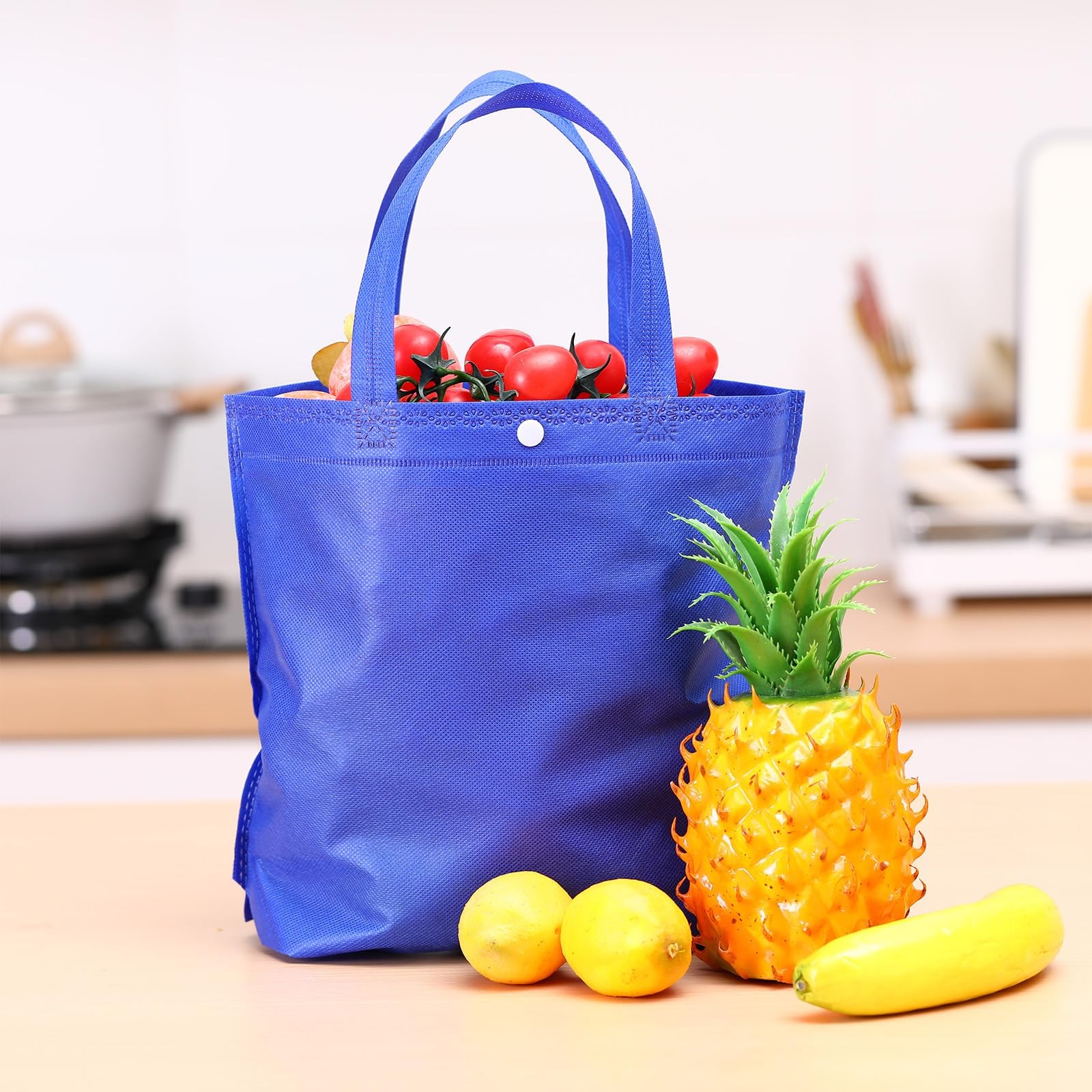 100 PCS Reusable Grocery Bags Bulk Shopping Tote Foldable Non Woven Handle