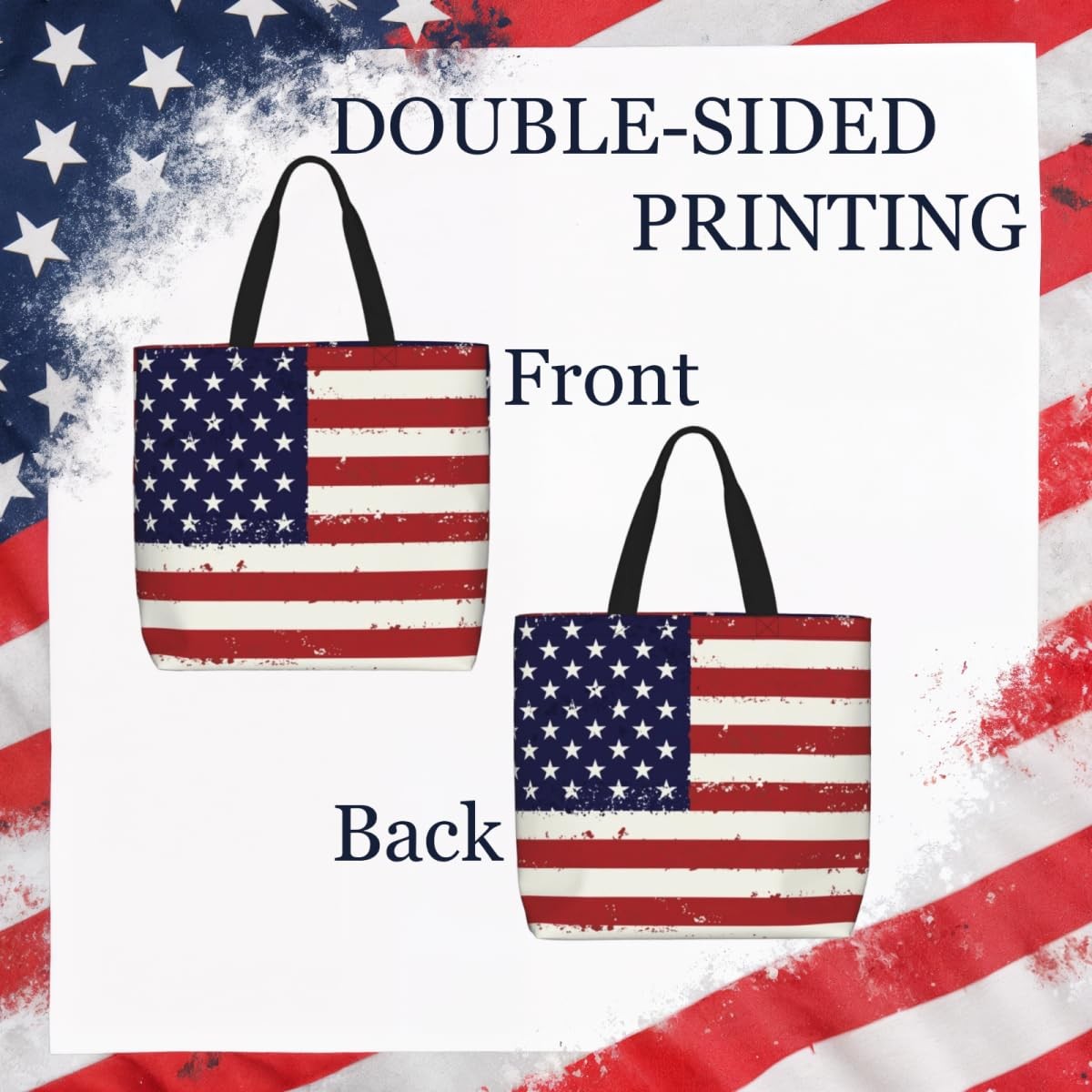 American Flag Tote Bag With Zipper Reusable Large Women 250 Color-02